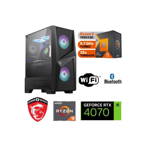 12GB RTX 4070 – GAMİNG PC DDR5-  RYZEN 9 7950X3D – 32 GB DDR5 RAM – 1 TB M.2 SSD -SIVI SOGUTMALI