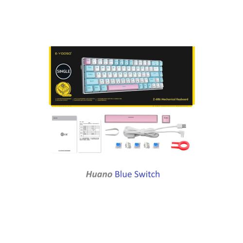 Beyaz Mini Mekanik Klavye Z-686 Huano Blue Switch Işıklı