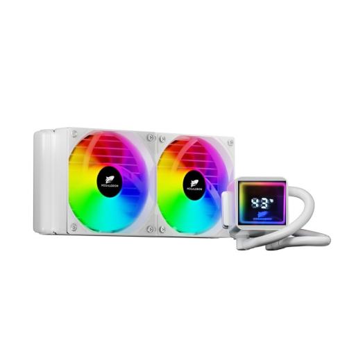 MEGALODON TR240 ARGB Sıvı Soğutucu Dijital Derece Göstergeli İşlemci Soğutucu Fan (BEYAZ RENK)