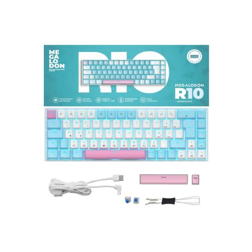 R10 Mekanik Klavye Full Anti-Ghosting Hot Swap Blue Switch Oyuncu Klavyesi (Türkçe) Buz Mavisi Işık