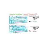 R10 Mekanik Klavye Full Anti-Ghosting Hot Swap Blue Switch Oyuncu Klavyesi (Türkçe) Buz Mavisi Işık