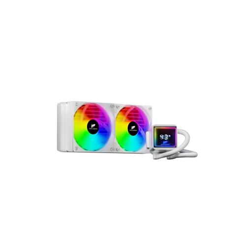 TR240 ARGB Sıvı Soğutucu Dijital Derece Göstergeli İşlemci Soğutucu Fan (BEYAZ RENK)