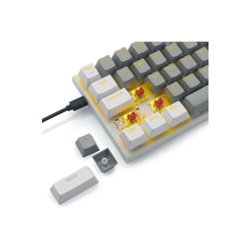 Z-11 Mini 60% Mekanik Gaming Mini Huano Red Switch Klavye (BEYAZ, GRİ, TURUNCU TUŞLAR) Ingilizce
